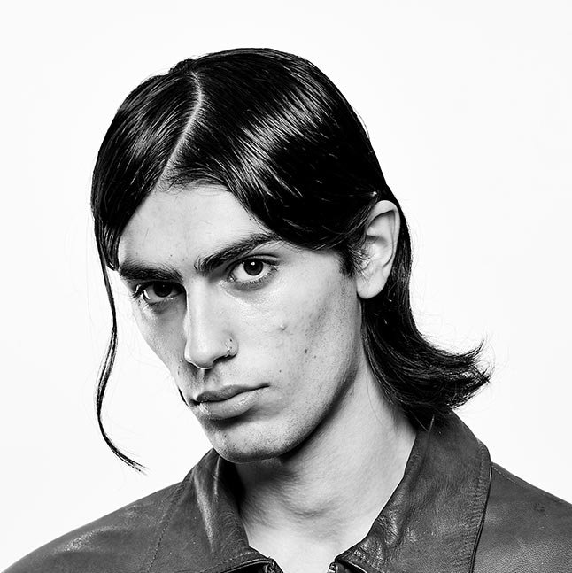 Centre-parted long hair, portrait
